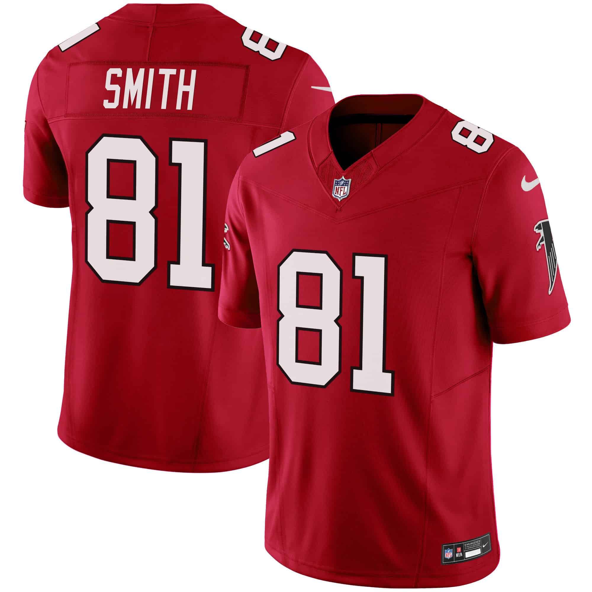 Men Atlanta Falcons #81 Smith Red 2024 Nike Vapor Limited NFL Jersey